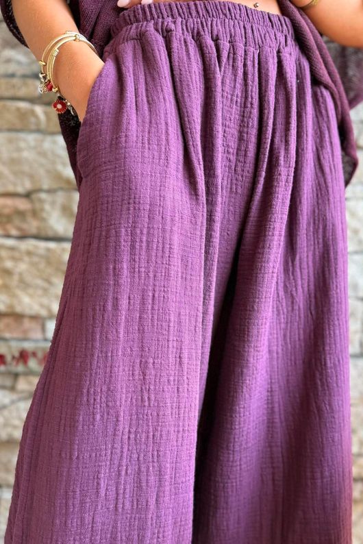 Santos Cushion Cotton Quirky Pant Aubergine?